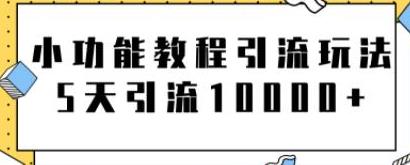 [引流变现] 小功能教程引流玩法，骚操作5天就能轻松引流10000+【视频教程】