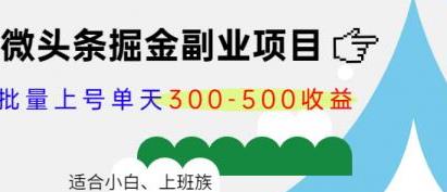 [自媒体运营] 微头条掘金副业项目第4期：批量上号单天300-500收益，适合小白、上班族 